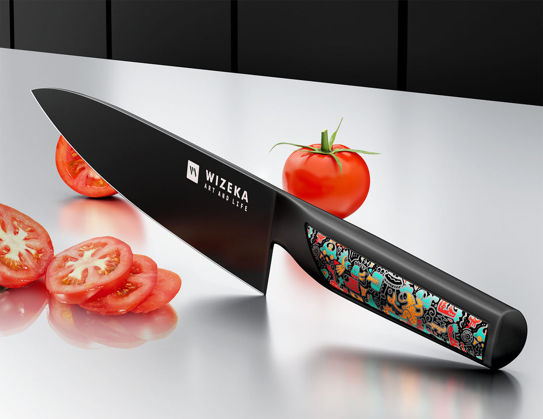 Chef Knife,8 Inch Extreme Sharp Kitchen Knife,Full Tang High Carbon Stainless Steel Chef's knife with Ergonomic Handle with Unique Patterns,Art Life Series