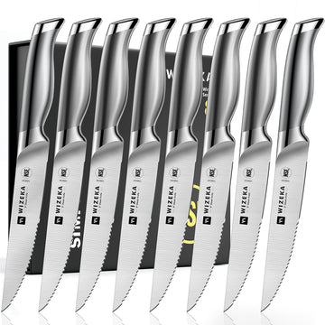 8-Piece Steak Knife Set German Stainless Steel 4.5-Inch Serrated Straight Edge Steak Knife Set